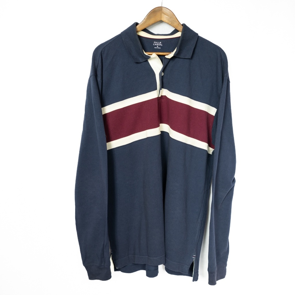 Falls Creek Maroon Blue Rugby Polo Size XL